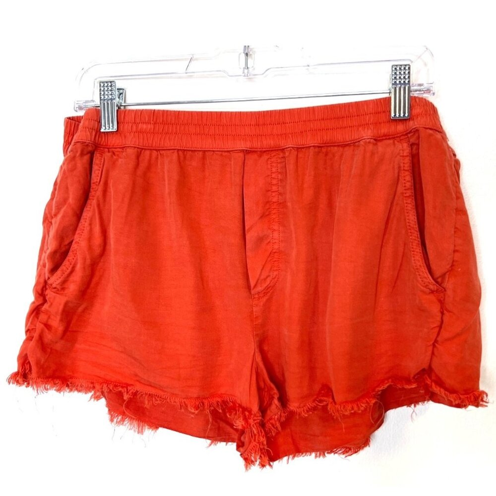 Aerie Rust Orange Shorts Paperbag Raw hem Large Lyocell Pockets Beach Coastal